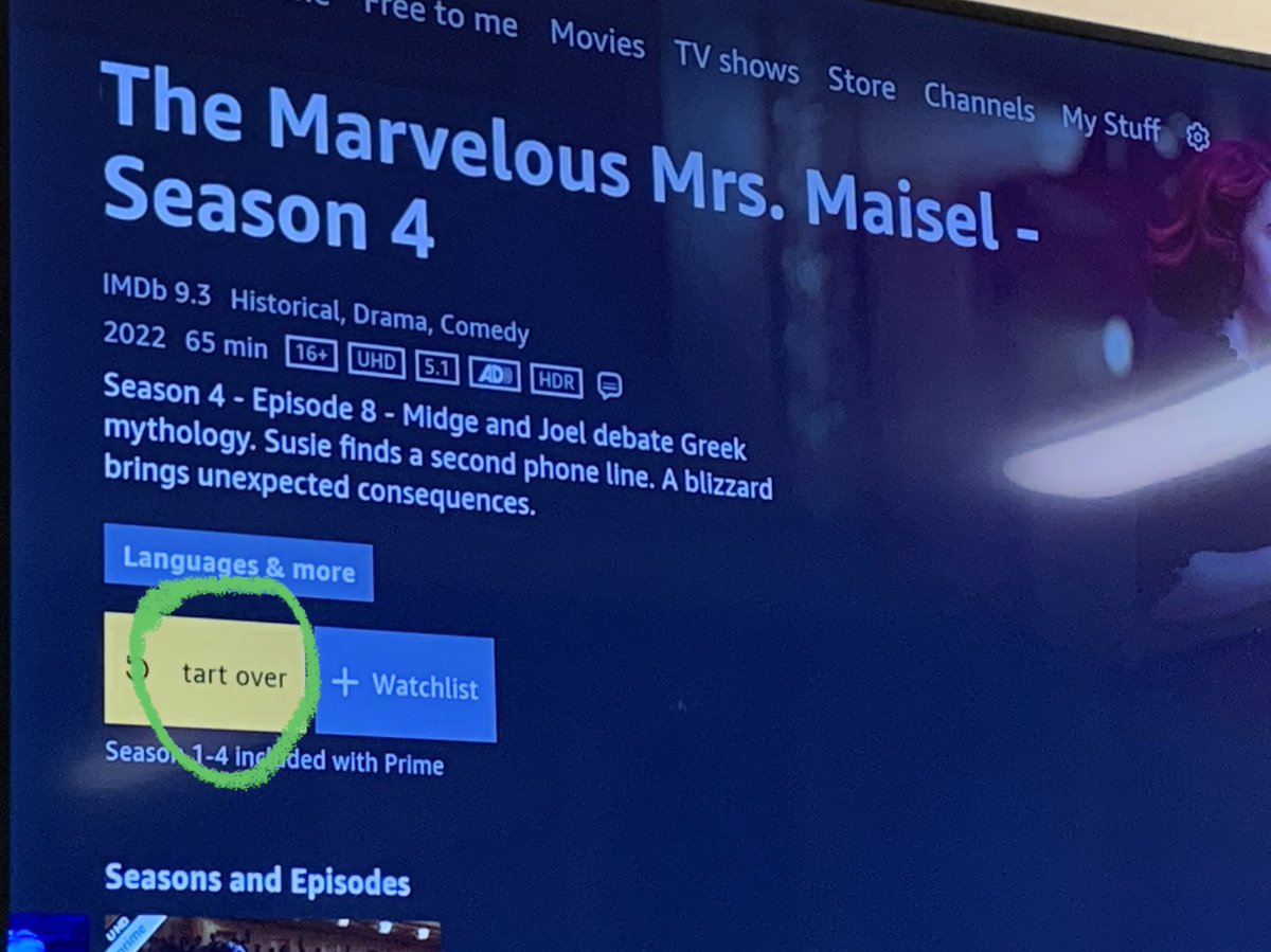 maeemma's tweet photo. @PrimeVideo saw this yesterday &amp; checked another this morning.  I feel like a programmer 👩‍💻 quit and this was their parting gift. #primevideo #tart https://t.co/ONcK6ZZb08