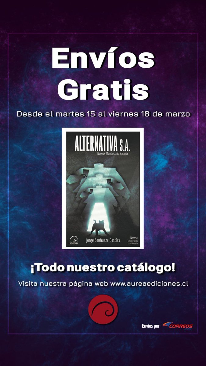 portuguesblanco's tweet photo. ¡envíos gratis!
¡Alternativa S.A.!
¡Ideal para quienes quieran cambiar de mundo! 
Hasta el 18 de Marzo
¡aproveche! 
@AureaEdiciones1 #aureaediciones #enviosgratis #cienciaficcionchilena #BookLover #alternativasociedadanonima https://t.co/EXHkgWh8fI