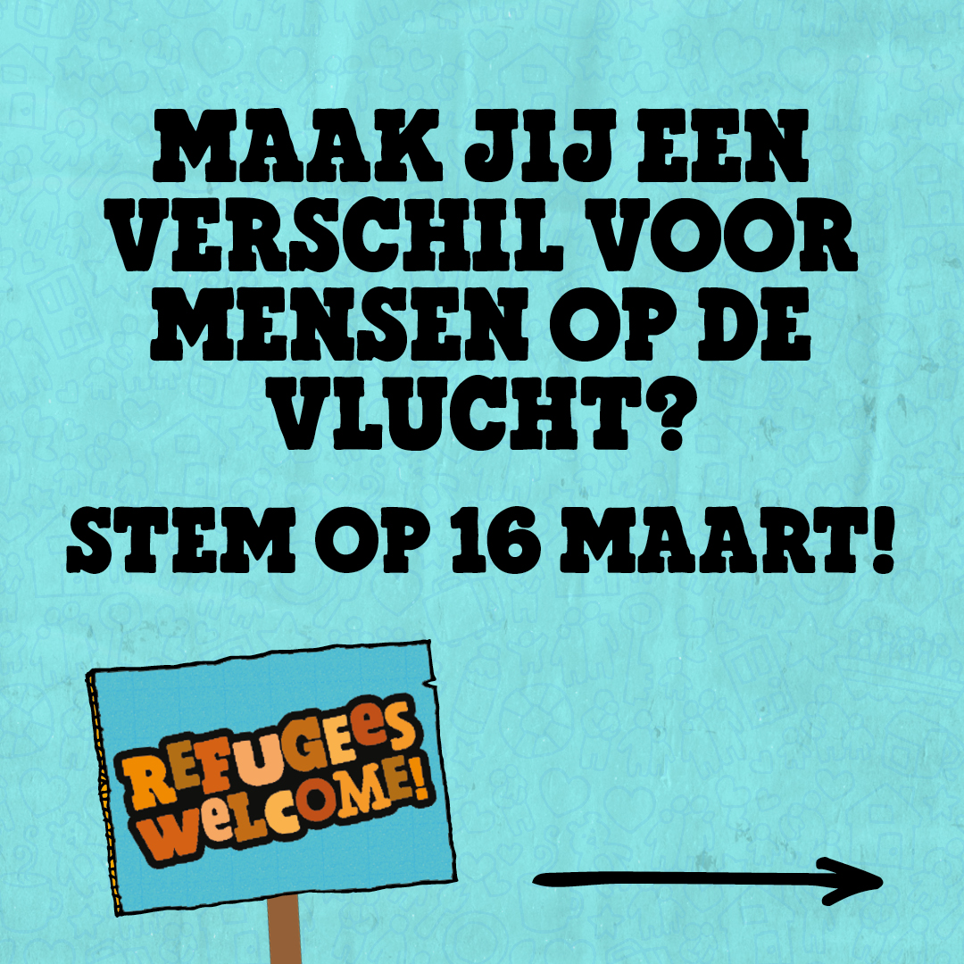 BenJerrysNL's tweet photo. Refugees Welcome! De gemeente bepaalt over de toekomst van jou EN van mensen op de vlucht. Laat jij 16 maart ook je stem horen voor een gemeente waarin vluchtelingen welkom zijn? https://t.co/2sqqS6MtDC