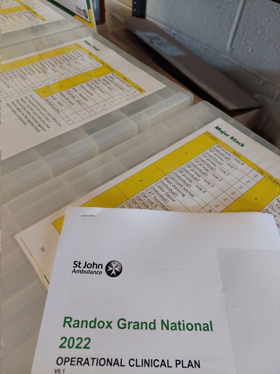 MandyMcCarthy71's tweet photo. And so it begins, building stackers for Grand National 2022.
As well as sourcing 50 First Aid Bags, 10 AFA kits, numerous AFL/Secondary bags and all the GSL/IDB/POM bags that are needed.
#mysjaday #sjalogistics
#sjamedicinesmanagement
#timetobegborrowandstealfromtheregion https://t.co/GhzsTBQPji