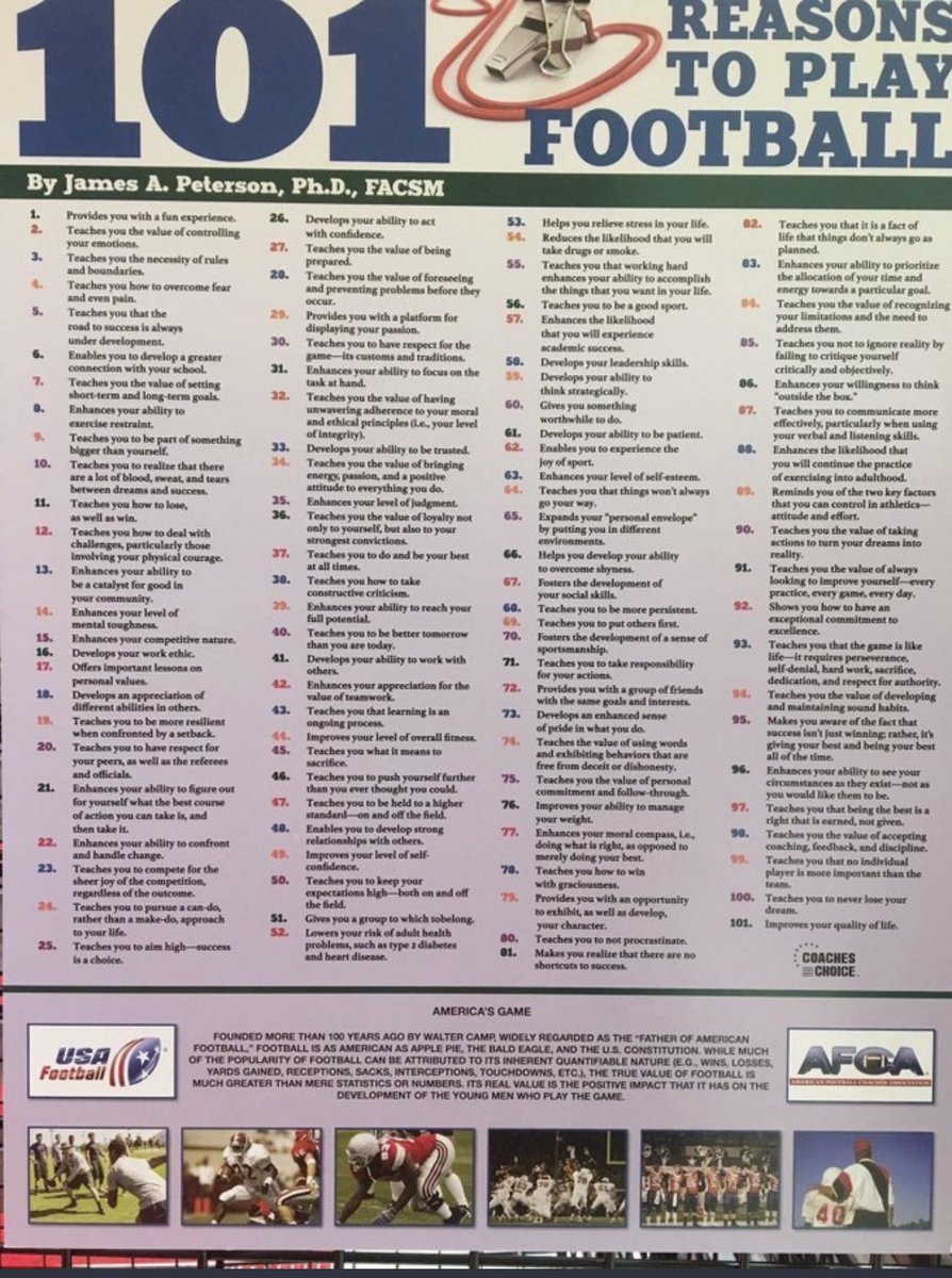 JSovercool's tweet photo. 101 Reasons To Play Football!! https://t.co/WDy5dUmtrP