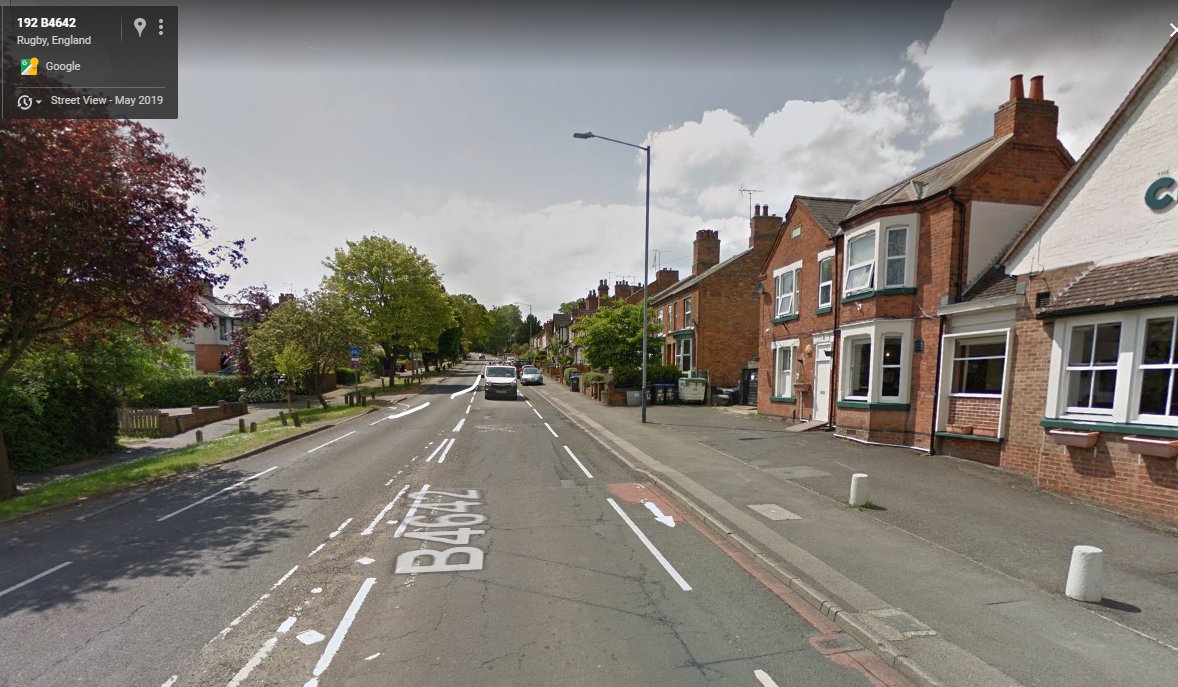 SimonDBurt's tweet image. Hi @rugbybc I appreciate the efforts being made to improve active travel, could I suggest an improvement to some road markings on bilton road? Rather than diminish cycles and ignore them for 200m prioritise them instead. This should also apply up the hill past the Crow.