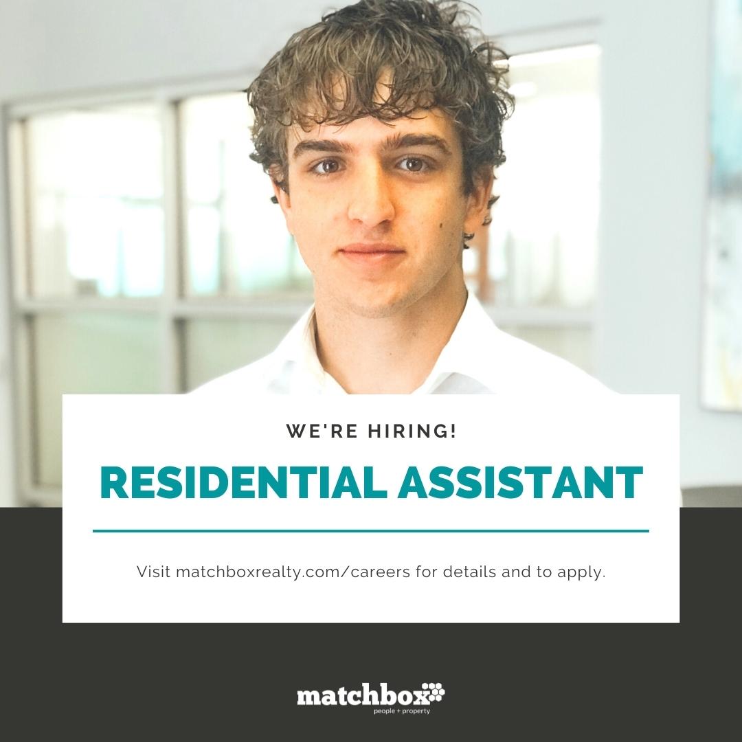 MatchboxRealty's tweet photo. @MatchboxRealty is #hiring and we're looking to add a new Residential Assistant! Join our dedicated Residential Team as we serve our tenants and strive to match people and property. Visit our website  💻 or give us a call 🤳 for more information! https://t.co/0vHxJ6JEsN