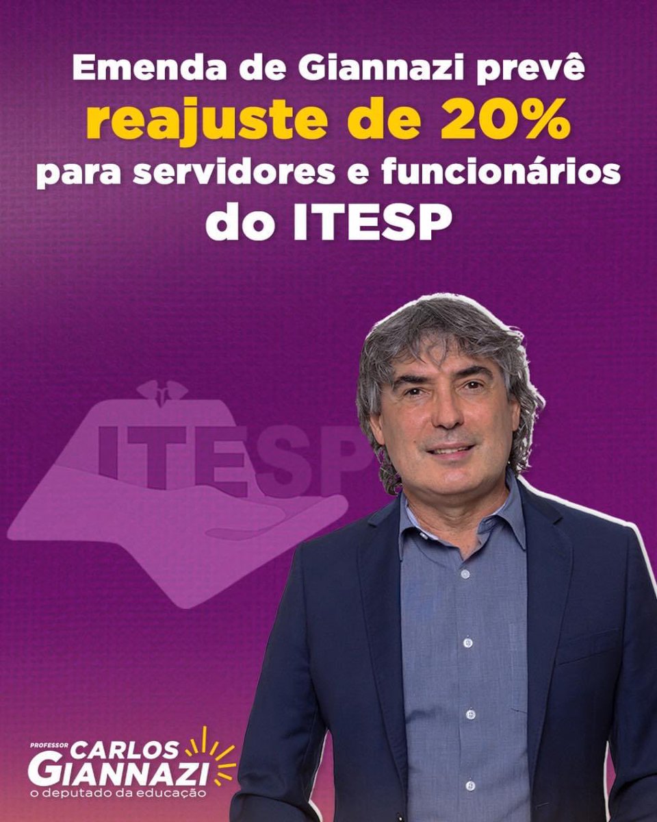 carlosgiannazi's tweet photo. O PLC 02 não garantiu reajuste linear para todo o funcionalismo e deixou de fora servidores de Fundações e Autarquias,como por exemplo, a Fundação ITESP.Contra esse absurdo, apresentei emendas assegurando 20% de reajuste para os servidores do #ITESP e para os que ficaram de fora. https://t.co/ENmHWPDyTR