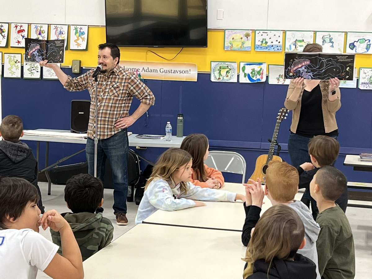 librarykimberly's tweet photo. We are so excited to have @AdamGustavson visiting North Boulevard this morning! #nbtweets #peqpantherpride https://t.co/io49zZKau6