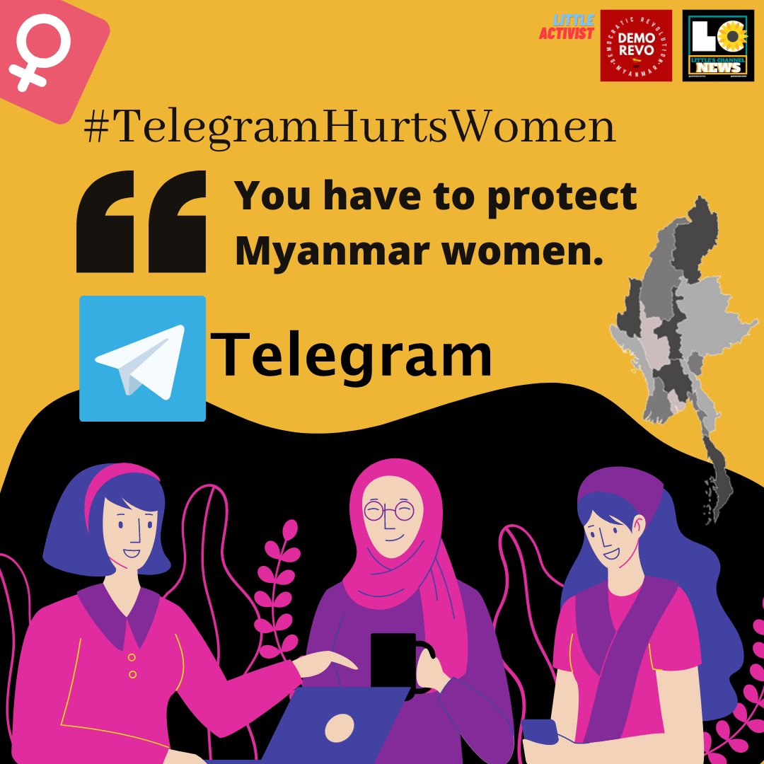 Pro-junta lobbyists use <a href="/telegram/">Telegram Messenger</a> channels to dox people who dissent especially women by spreading disinformation. <a href="/durov/">Pavel Durov</a> - You have to protect Myanmar women.  #BreakTheBias #TelegramHurtsWomen