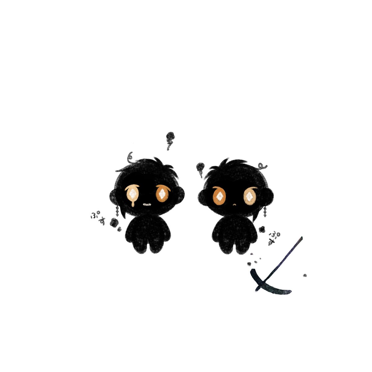 black skin white background simple background male focus yellow eyes looking at viewer chibi  illustration images