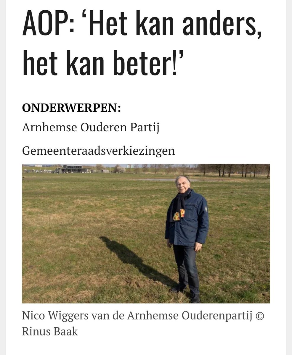 Samen met de Arnhemmers ipv over de hoofden van de Arnhemmers!

Lees het artikel van Arnhem Direct hoe we dat willen:

arnhem-direct.nl/berichten/aop-…

Stem op Arnhem stem op de Arnhemse Ouderen Partij 🧡💪🧡

#hetkanandershetkanbeter