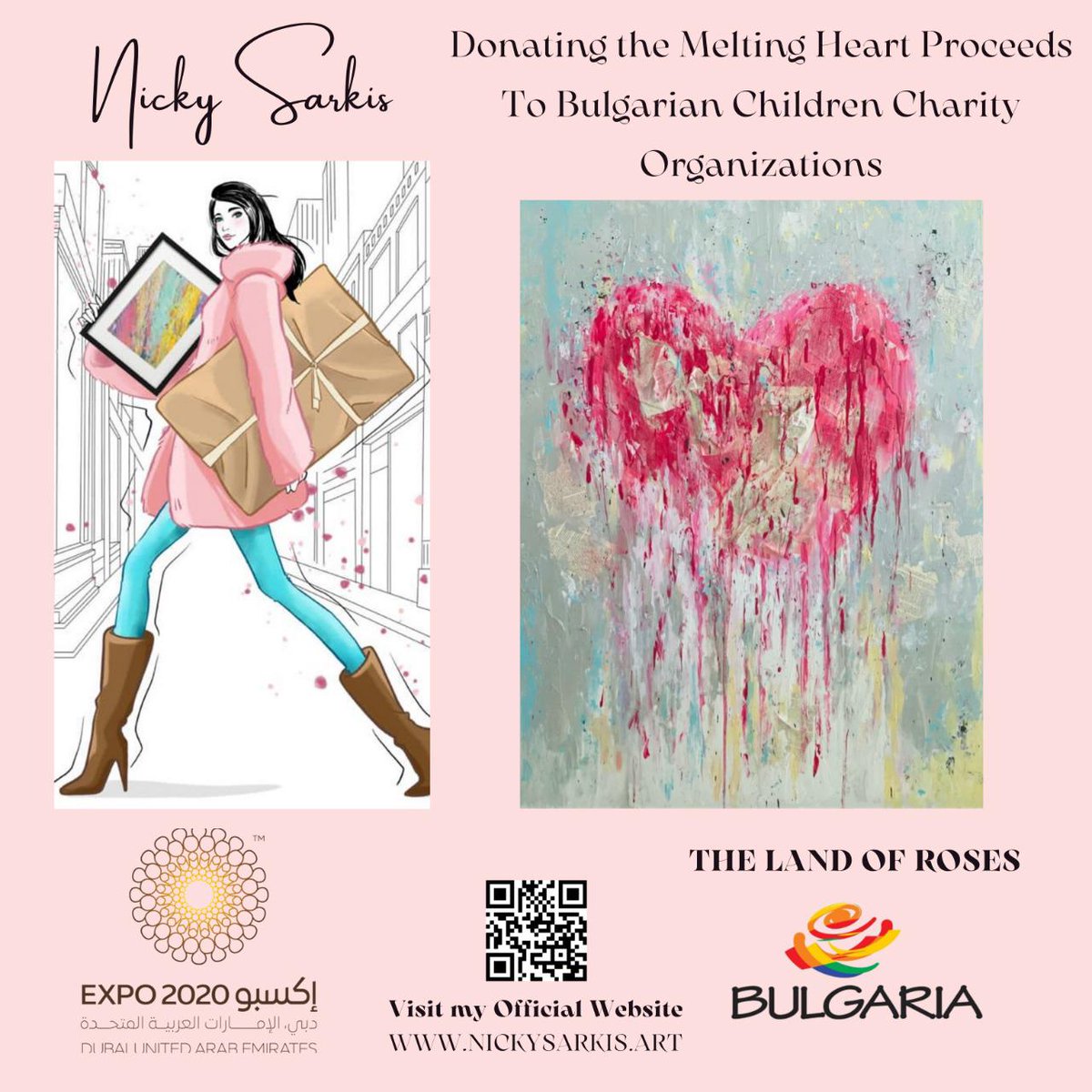 Bulgaria2020's tweet photo. Lebanese-Bulgarian artist, architect and designer @nickysarkiss will help the Bulgarian Foundation, dedicated to "sunny children" with autism and Down syndromе. The funds from the sale of her painting will be donated to the Bulgarian Foundation ??#withlovetoyou_foundation https://t.co/rajHmqtWcn