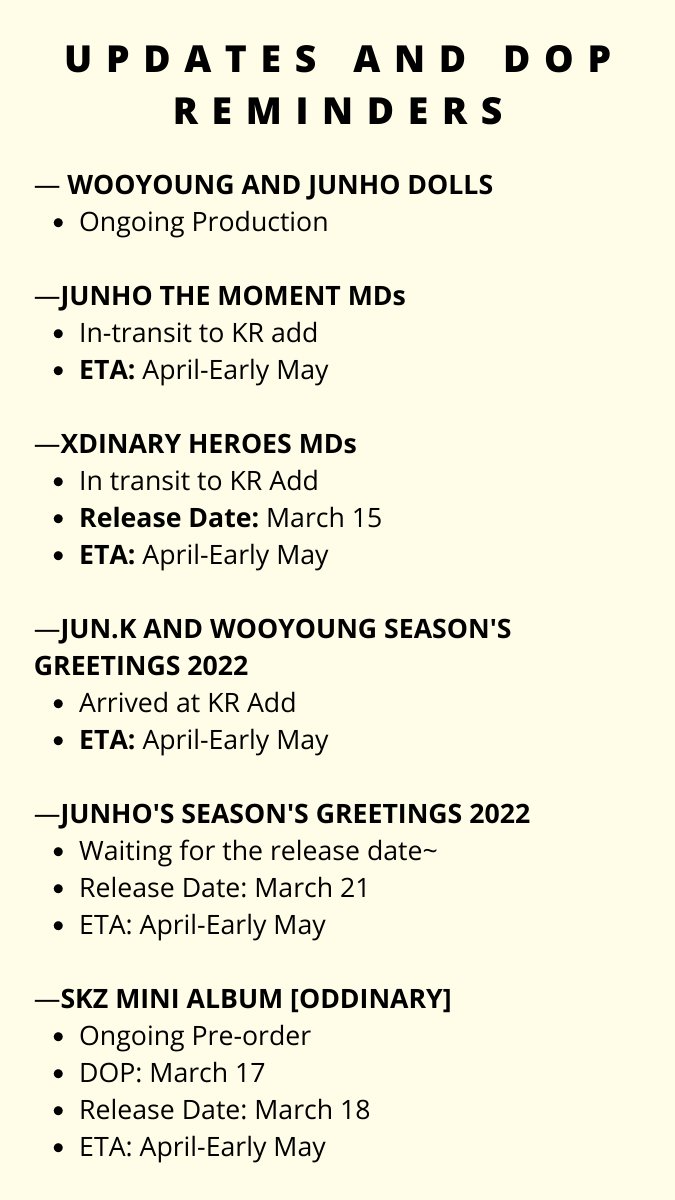 iTreasurePH's tweet photo. [#iTreasureUpdates]

MASS UPDATE and DOP REMINDERS as of March 15, 2022 ✨ https://t.co/6ZpfSK2Aet