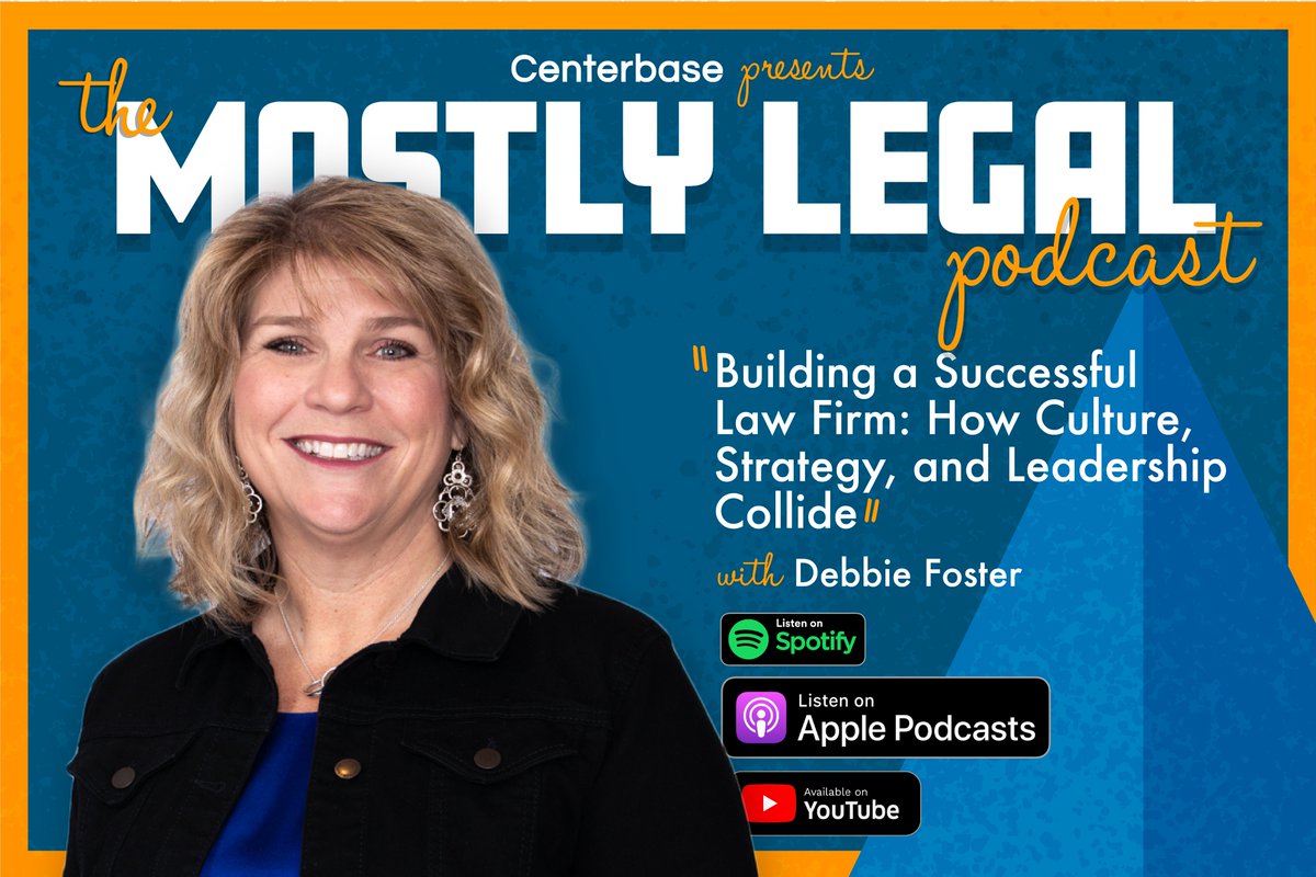 debbiefoster (@debbiefoster) on Twitter photo Are you listening to the Mostly Legal Podcast produced by <a href="/Centerbase/">Centerbase</a>? If not, have a listen to this episode, where I talk about law firm culture, strategy and leadership. I woudl love to hear what you think! centerbase.com/blog/the-mostl… Are you listening to the Mostly Legal Podcast produced by <a href="/Centerbase/">Centerbase</a>? If not, have a listen to this episode, where I talk about law firm culture, strategy and leadership. I woudl love to hear what you think! centerbase.com/blog/the-mostl…