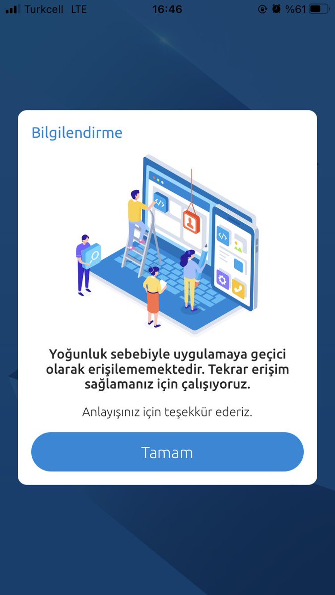 #yapıkredi ‘ye mobil uygulamadan erişim sağlanamıyor . <a href="/YapiKredi/">Yapı Kredi</a> yoksa bir dümen mi var bu işte ?