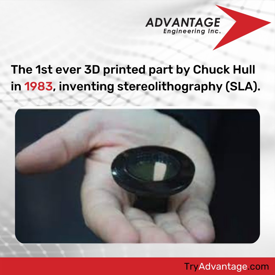 Advantage Engineering Inc (@advanengineer) on Twitter photo #3Dprinting been around nearly 40yrs, invented by Chuck Hull who created 1st ever #SLA printer.
<a href="/AdvanEngineer/">Advantage Engineering Inc</a> brought 1st 3D Printer to Canada in '96.
Need a part? Try Advantage, where customers get innovative solutions everyday.
hubs.la/Q015SCpW0
#3Dsystems #Innovation #3Dprinting been around nearly 40yrs, invented by Chuck Hull who created 1st ever #SLA printer.
<a href="/AdvanEngineer/">Advantage Engineering Inc</a> brought 1st 3D Printer to Canada in '96.
Need a part? Try Advantage, where customers get innovative solutions everyday.
hubs.la/Q015SCpW0
#3Dsystems #Innovation