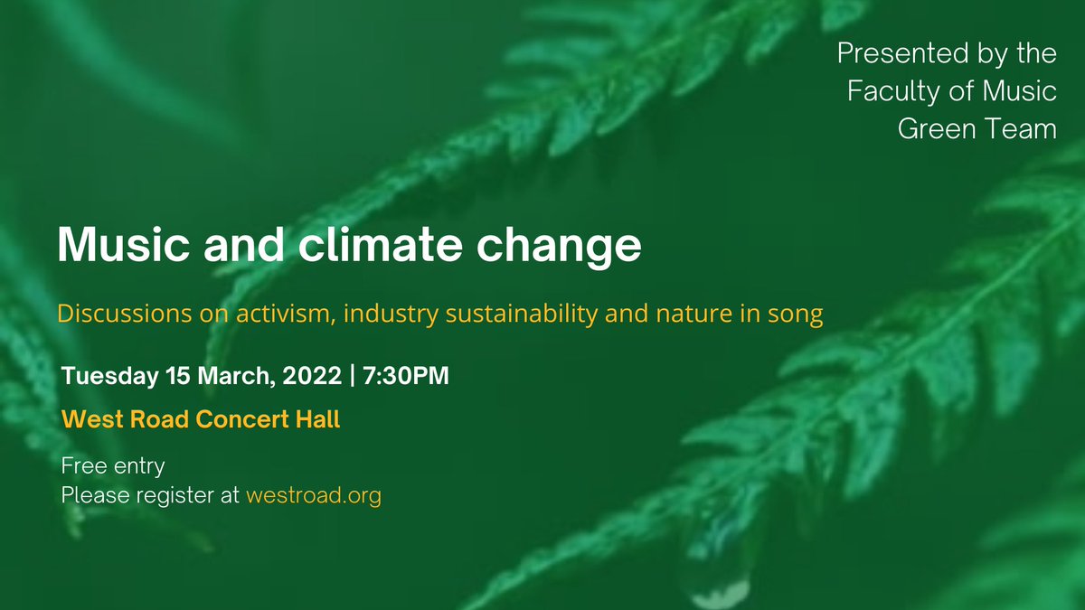 CamUniMusic's tweet photo. This evening our @Music_GreenTeam is hosting an event bringing together a range of speakers and musical performance to explore the intersection between music and climate change. Join us in the foyer afterwards for more informal discussion and drinks! 
https://t.co/gOxqxldqvG https://t.co/RriZ3BWCzD
