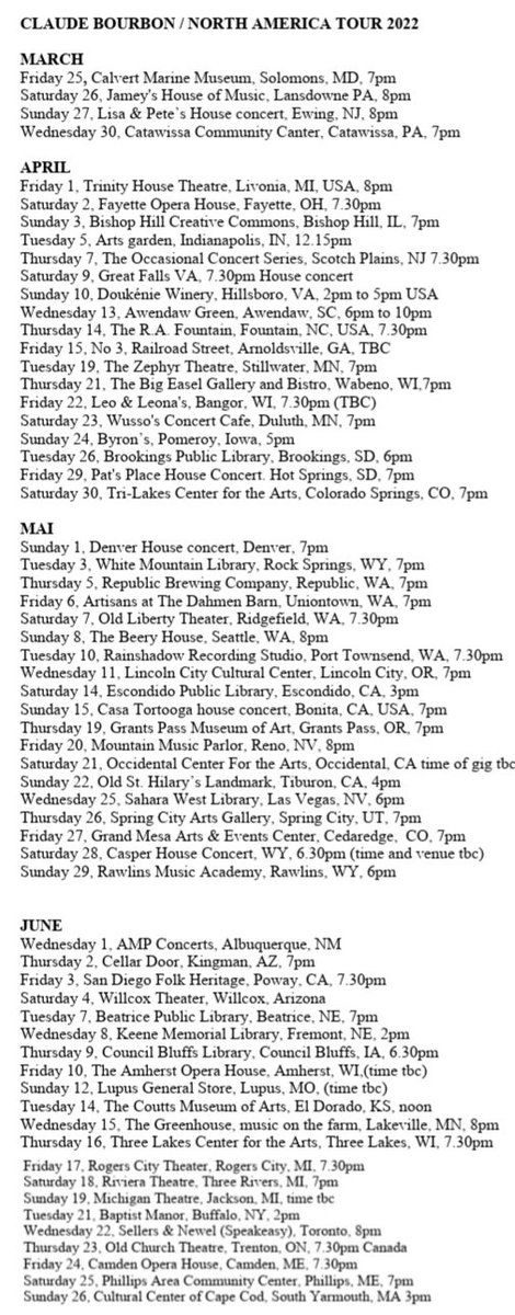 North American Tour 2022 starting next week...