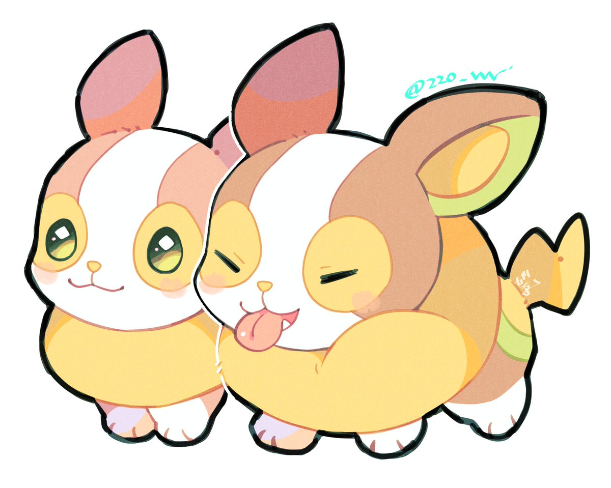 yamper no humans tongue pokemon (creature) tongue out green eyes white background closed eyes  illustration images