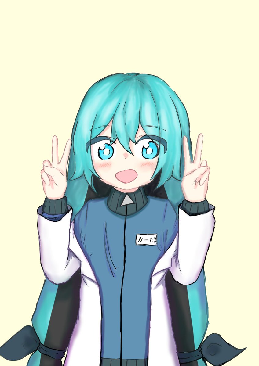 ゆめサー美術部 ダブルピースです W かりめん かーたん お仕事募集中 のイラスト