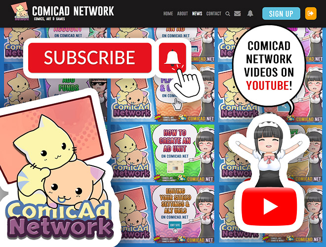 Comicad now has an Official Youtube Channel! Vibe to lofi beats and learn "How To Comicad" today! :) 

youtube.com/channel/UCtYcO…

Video content focuses on Comicad.net tutorials, &amp; possibly news &amp; comic shouts in the future. So smash that like button &amp; subscribe! #comics