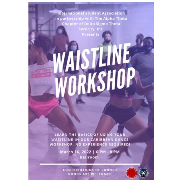 AlphaThetaRedz's tweet photo. Do you want to learn how to move your waistline?  Join the members of ISA &amp; the lovely ladies of The Alpha Theta Chapter of Delta Sigma Theta Sorority, Inc. at the ultimate Waistline Workshop on Wednesday March 16! See you there 💥🌎 https://t.co/RIwWV34EFO