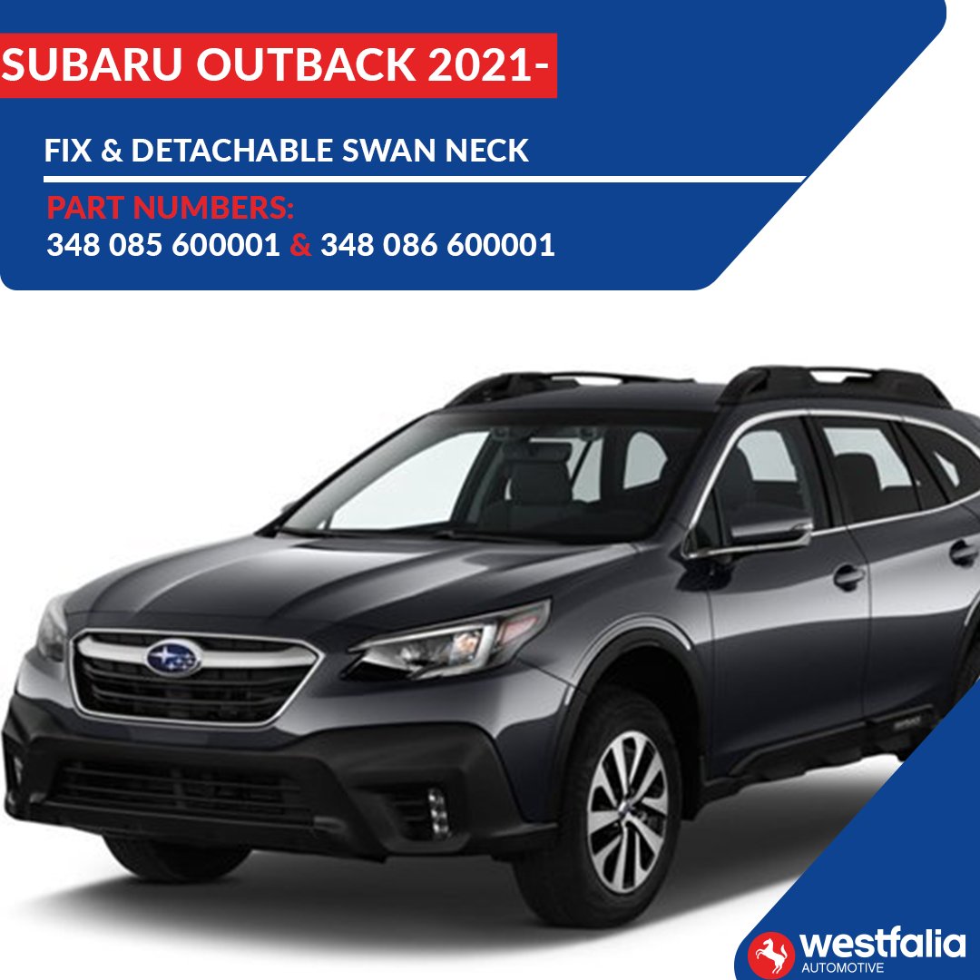 🚨Newly Developed #Towbar for the latest #Subaru #Outback (2021 -) Available as Fixed and Detachable Swan from Westfalia.
⭐Fitting Time ~ 60 min (w/o electrics)
⭐Bumper Cut - Yes, INVISIBLE
⭐D Value – 10.8 kN
⭐S Value - 130 kg