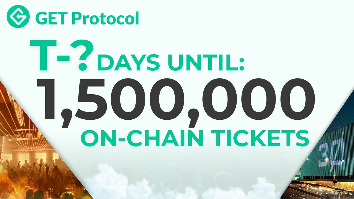 Not long to go until the 1.5 Millionth on-chain #NFT Ticket is processed through the protocol!

Leave a comment under this tweet with your guess on the date &amp; time that we pass 1.5 Mill, re-tweet &amp; tag a friend!

The 5 closes guesses will receive 50 $GET
explorer.get-protocol.io