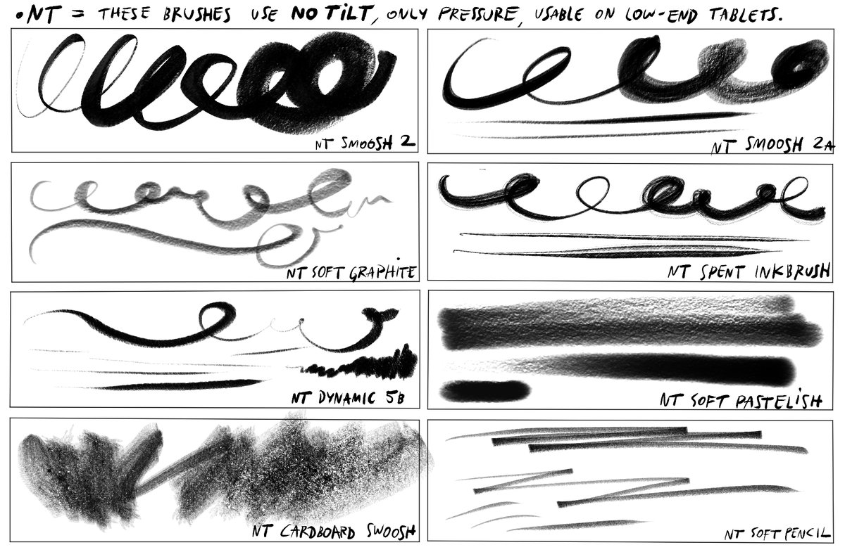 zhille's tweet photo. FREE STUFF! I made some of my #eXpressure brushes for @clipstudiopaint usable with no Tilt function, and you can try them for free. Have fun drawing and don't press like an idiot. #CLIPSTUDIOPAINT
https://t.co/lnSOHYeat0 https://t.co/6dqHalIEQp