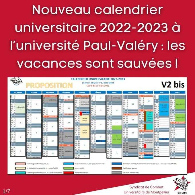Calendrier Fac Nanterre 2023 Conditions D'études | Syndicat De Combat Universitaire De Montpellier – Scum