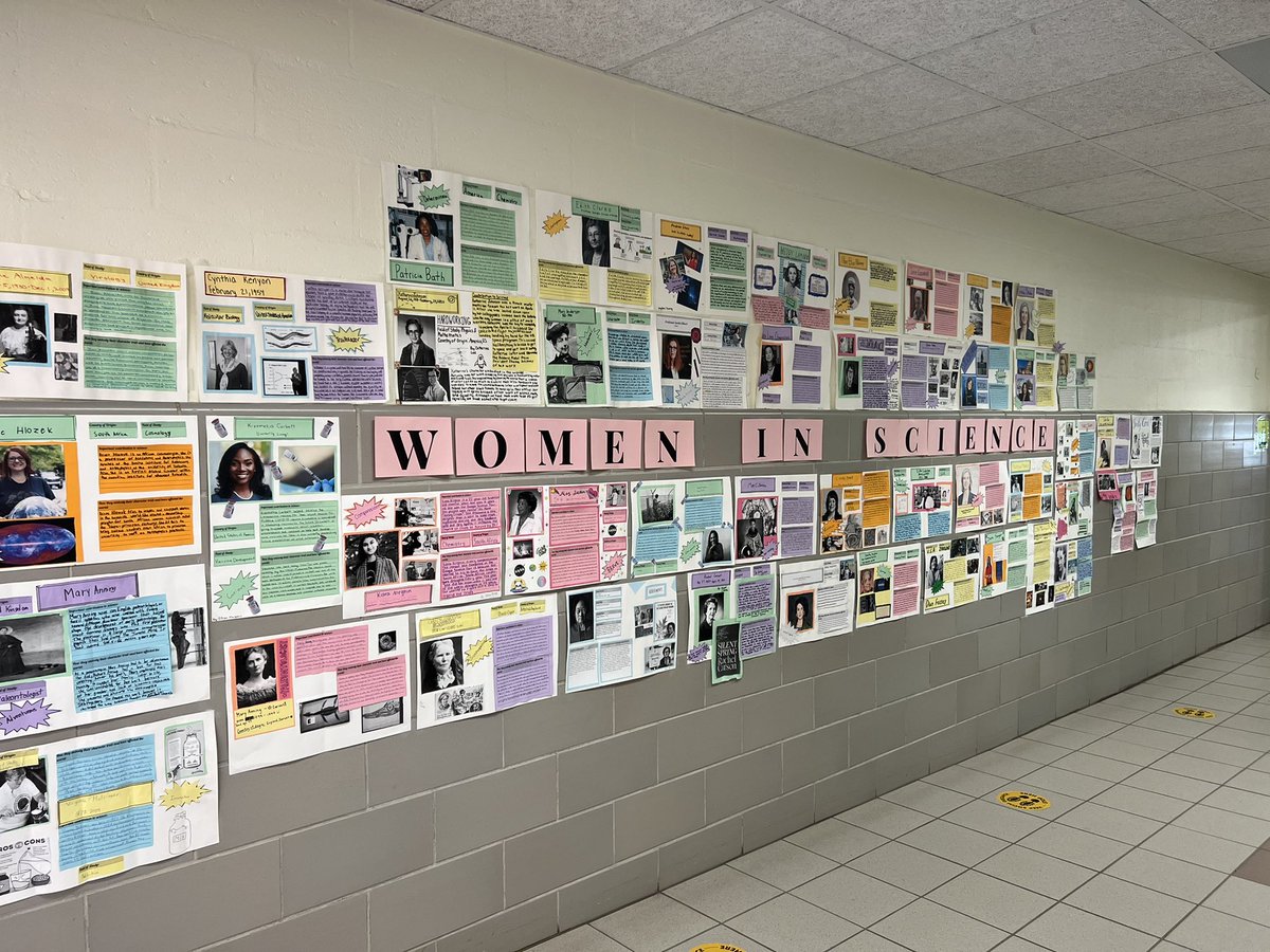TerryRenna7's tweet photo. Mrs. Frankel’s students celebrated Women in Science by researching female scientists and making posters about their lives. @WTClarkeMS @emeadowschools #WomensHistoryMonth #womenempowerment #WomenInScience https://t.co/pBsAlI8l1V