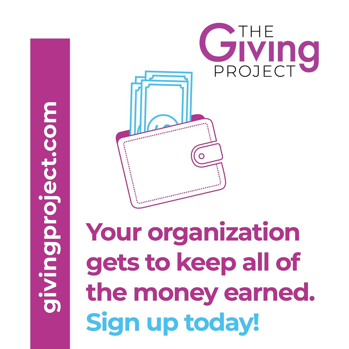 Other fundraising methods can result in your proceeds taking a hit due to using third-party services. With The Giving Project, your organization gets to keep everything it brings in. Learn more at givingproject.com.