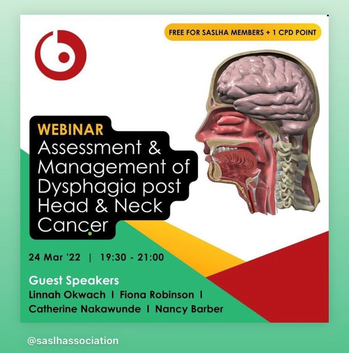 I am very honored to be part of this change. Swallowing difficulties in head &amp; neck cancers deserve more attention &amp; the patients deserve more support. The patients’ quality of life greatly depends on feeding &amp; swallowing before after cancer treatments. 
#slt #headandneckcancer