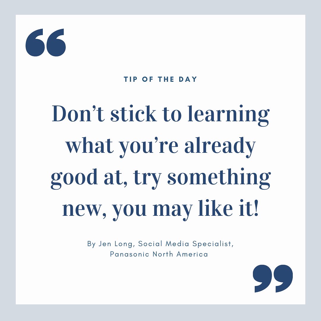 njcuprssa's tweet photo. A special thank you to Jen Long, Social Media Specialist at @Panasonic North America for speaking with us at our last meeting. 

Tip of the day- Don’t be afraid to try new stuff &amp; change things up, it might end up tapping into your passions. 

#NJCUPRSSA #NJCU https://t.co/4VfDYF2zK7