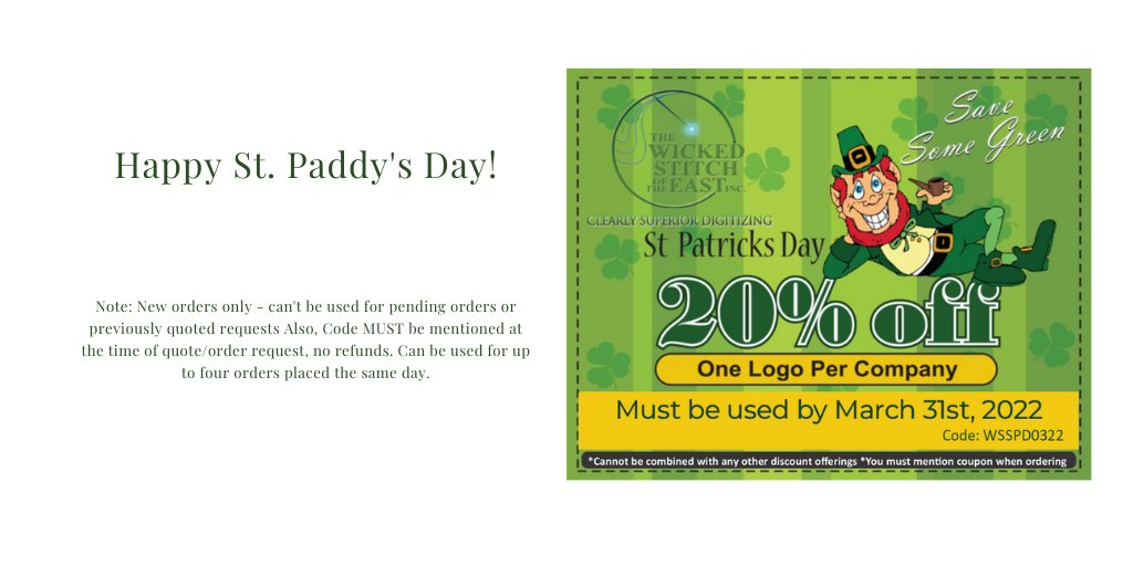WickedStitchE's tweet photo. #digitizing #custom #embroidery 
#coupon https://t.co/emNoCMMBik