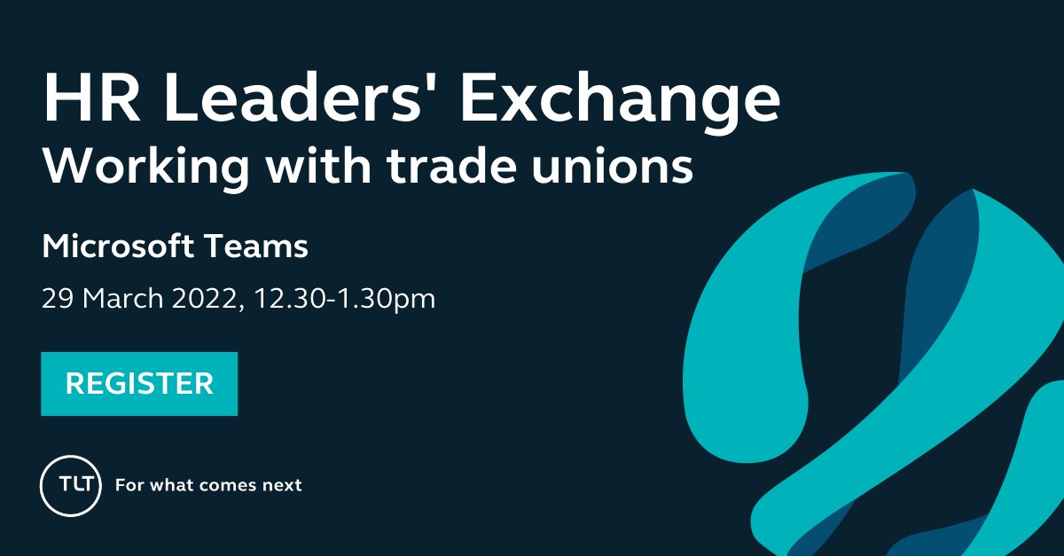 Have you signed up for the next session in our series of HR Leaders’ Exchange? We’ll be discussing the key strategic issues faced by HR directors &amp; sharing our experiences of working with trade unions, what works well, the biggest challenges &amp; more tltsolicitors.com/insights-and-e…