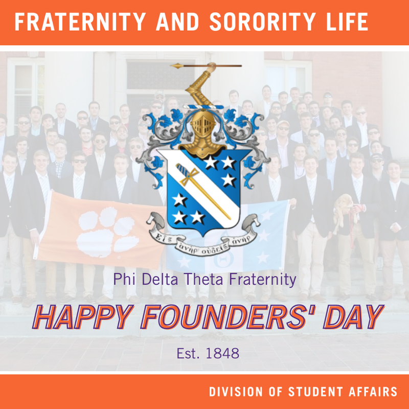 Happy Founders' Day to the men of #PhiDelt! Phi Delta Theta Fraternity was founded on December 26, 1848 at Miami University of Ohio (they celebrate in March!) Clemson is home to the South Carolina Gamma chapter. Cheers! 🎉