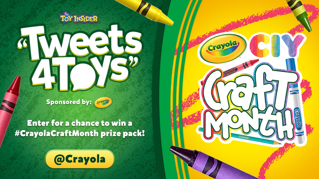 You can never have too many craft supplies! We're giving away colorful prize packs full of premium @crayola products like crayons, markers, watercolors, cardstock, craft books, and so much more! RETWEET for a chance to win in our #tweets4toys giveaway! #crayolacraftmonth