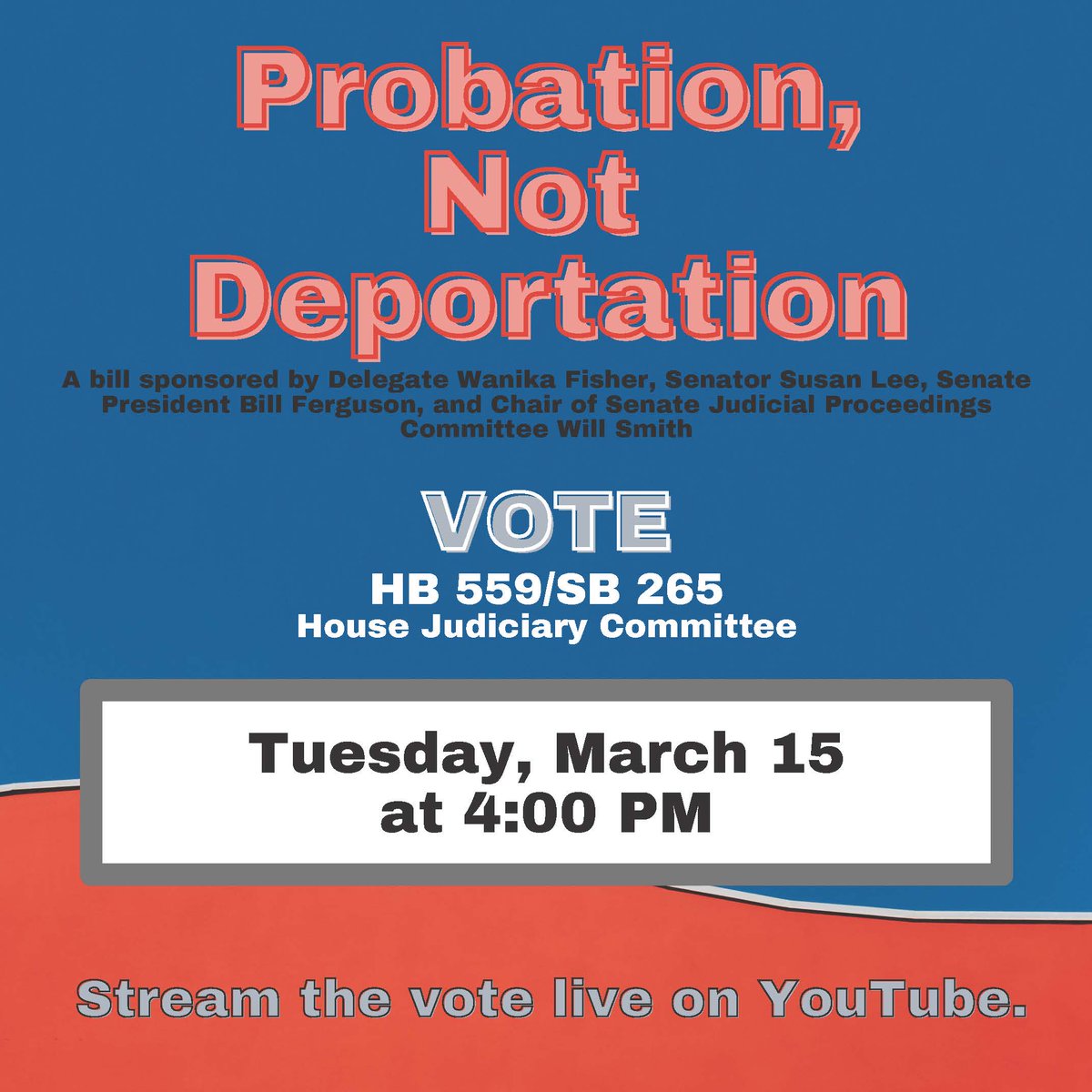 gqkdefense's tweet photo. Wonderful discussion of HB 559 yesterday w/ @LukeClippinger @DavidMoon2014 @WanikaFisher and other committee members! Looking forward to the vote at 4pm today! Watch LIVE: https://t.co/6sY3mvcXZo #MDGA22 #probationotdeportation https://t.co/a3z6W7Szfz
