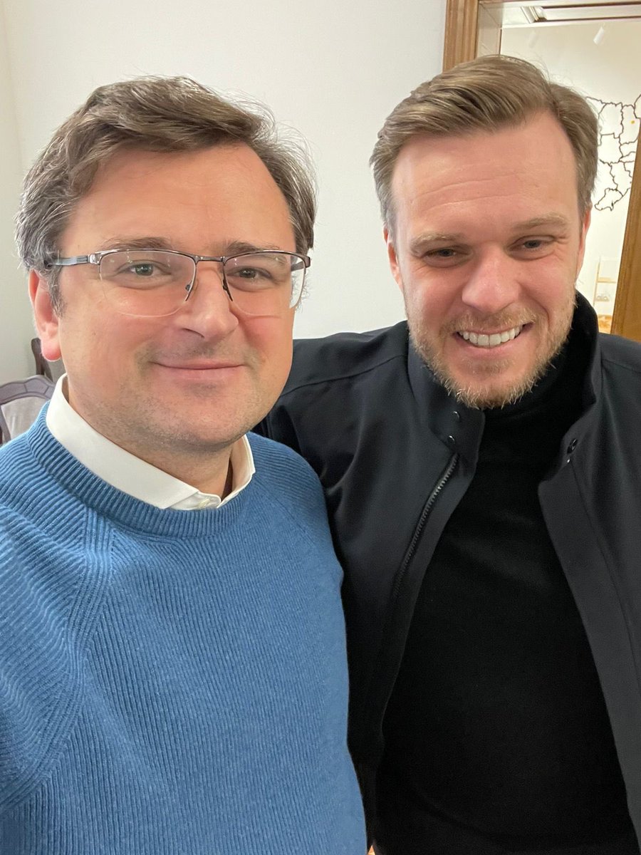 DmytroKuleba's tweet photo. Welcomed my Lithuanian friend @GLandsbergis. First FM to visit Ukraine since the beginning of invasion. Lithuania’s support is ironclad — bilaterally and within the EU &amp; NATO. We work on speeding up Ukraine’s accession to the EU. Russia must be brought to justice for its crimes. https://t.co/jo6PAIOzHE