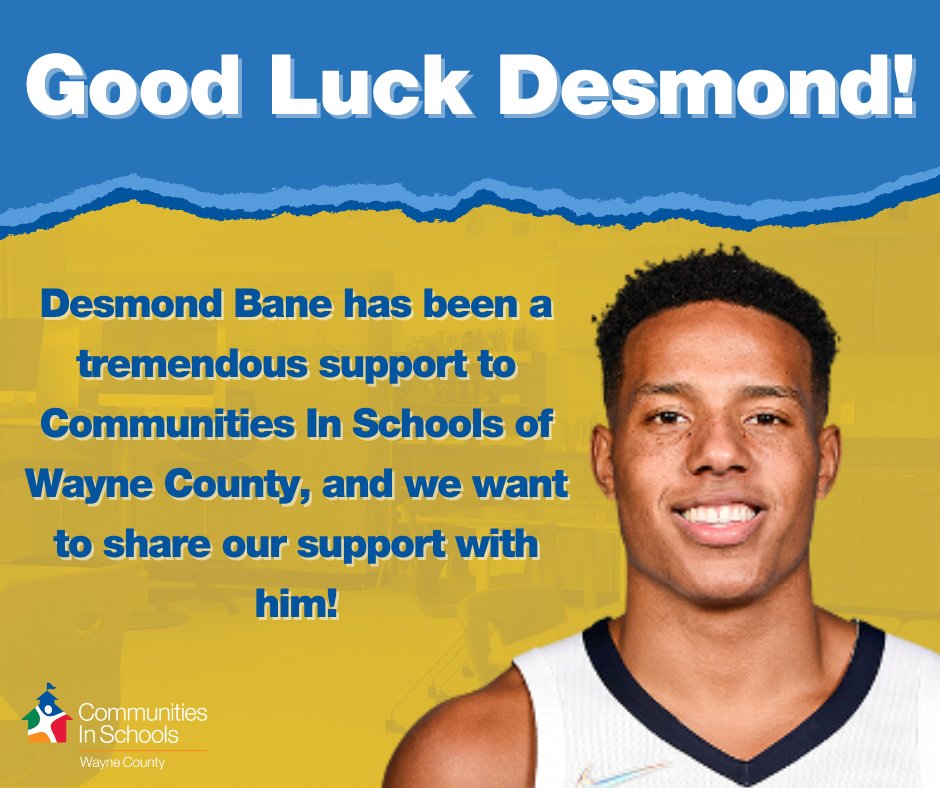 CISWayneCo's tweet photo. CIS wants to wish Desmond Bane good luck as he's back in Indiana with the Memphis Grizzlies as they take on the Indiana Pacers. Desmond has been a big supporter of CIS and we want to give our support to him! Thanks, Desmond, for being #AllinforKids in Wayne County! https://t.co/rfPtQamArm