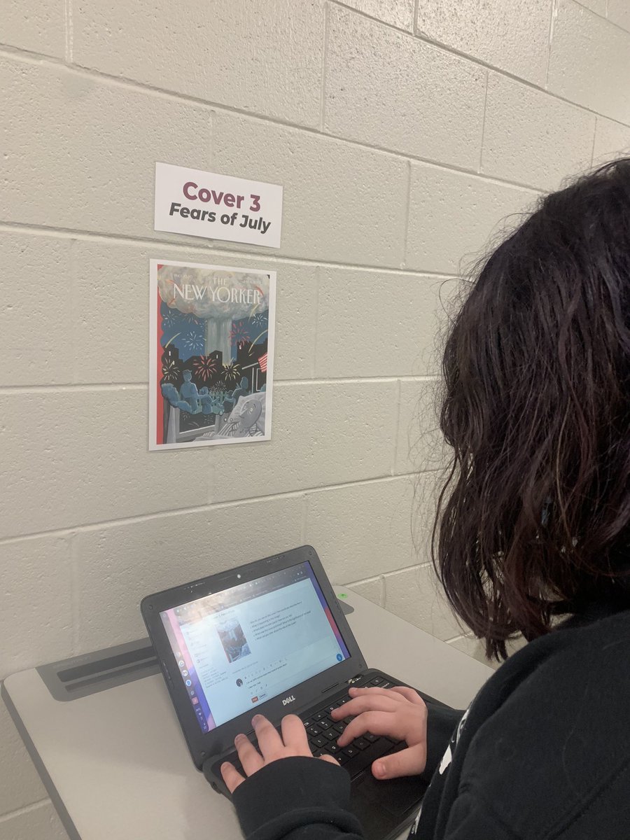 MrsBrownLASS5's tweet photo. Exploring setting, point of view, theme, and inferences using a narrative nonfiction article about 9/11.  Station rotations include magazine cover analysis and VR headsets!  @GillianLambert you are brilliant! https://t.co/424hNIw52X