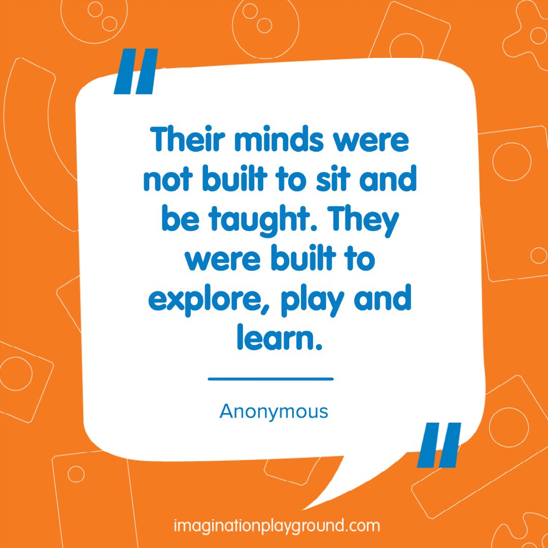 ImgPlayground's tweet photo. "Their minds were not built to sit and be taught. They were built to explore, play and learn." - Anonymous
#letthemplay #playmatters #playbasedlearning #imaginationplayground #bigblueblocks #loosepartsplay https://t.co/Ah4o8zCoYe