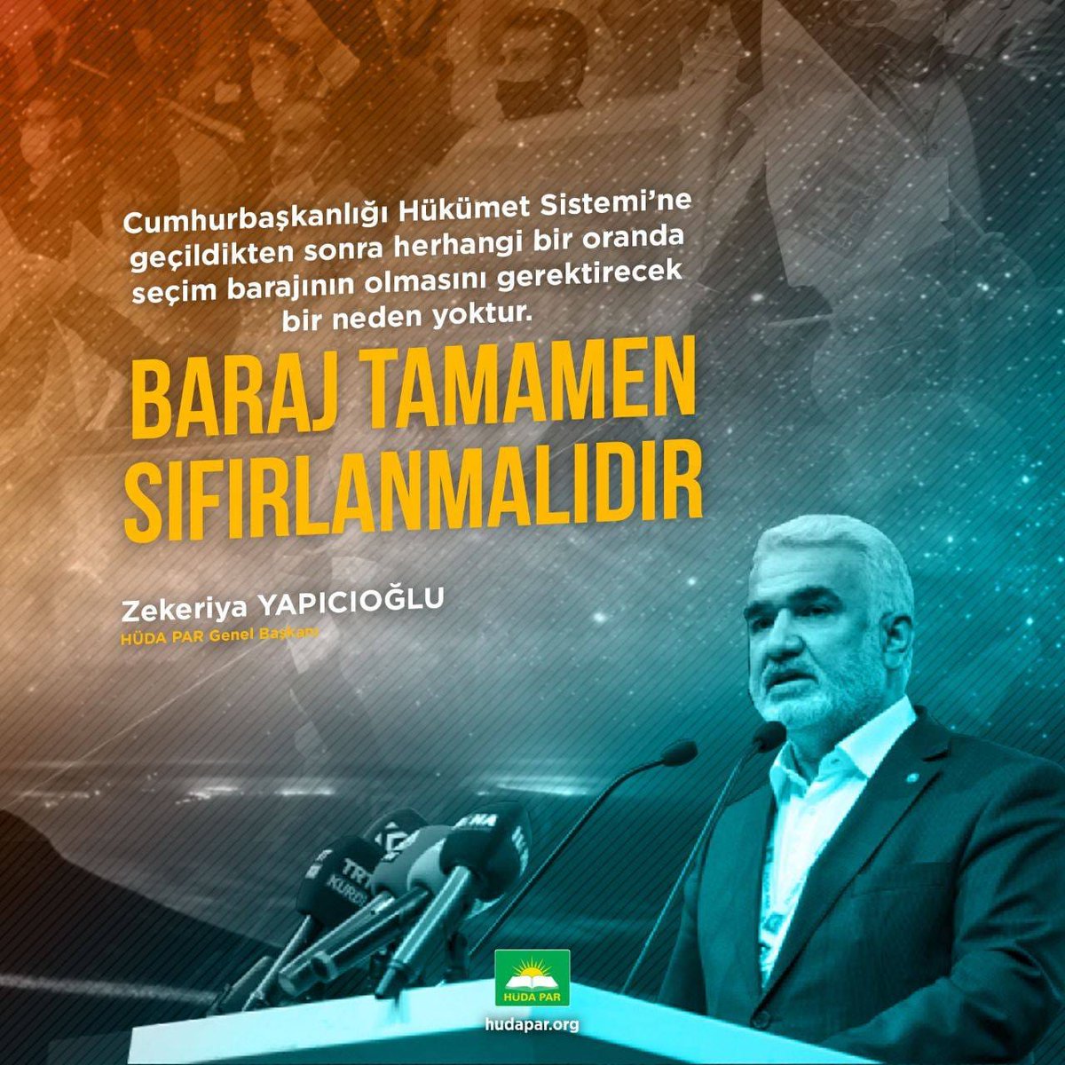 HÜDA PAR Genel Başkanı Zekeriya Yapıcıoğlu;
'Baraj Tamamen Sıfırlamanmalıdır.'

Erdoğan Çaycı Hüseyin #Gateio800Kmilestone #Kabine Suriyeli