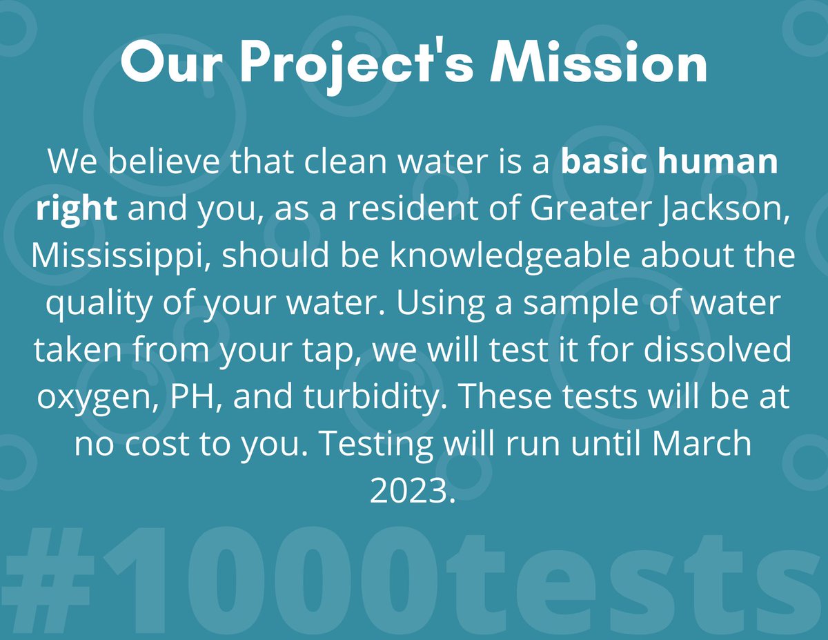community_noise's tweet photo. To help address water quality issues in Jackson, MS, @community_noise (@BrownUniversity and @Brown_SPH) are starting a #1000tests tap water testing program. We believe that clean water is a basic human right and that you should know more about what you are drinking. Our mission: https://t.co/002RVJ6Ol0