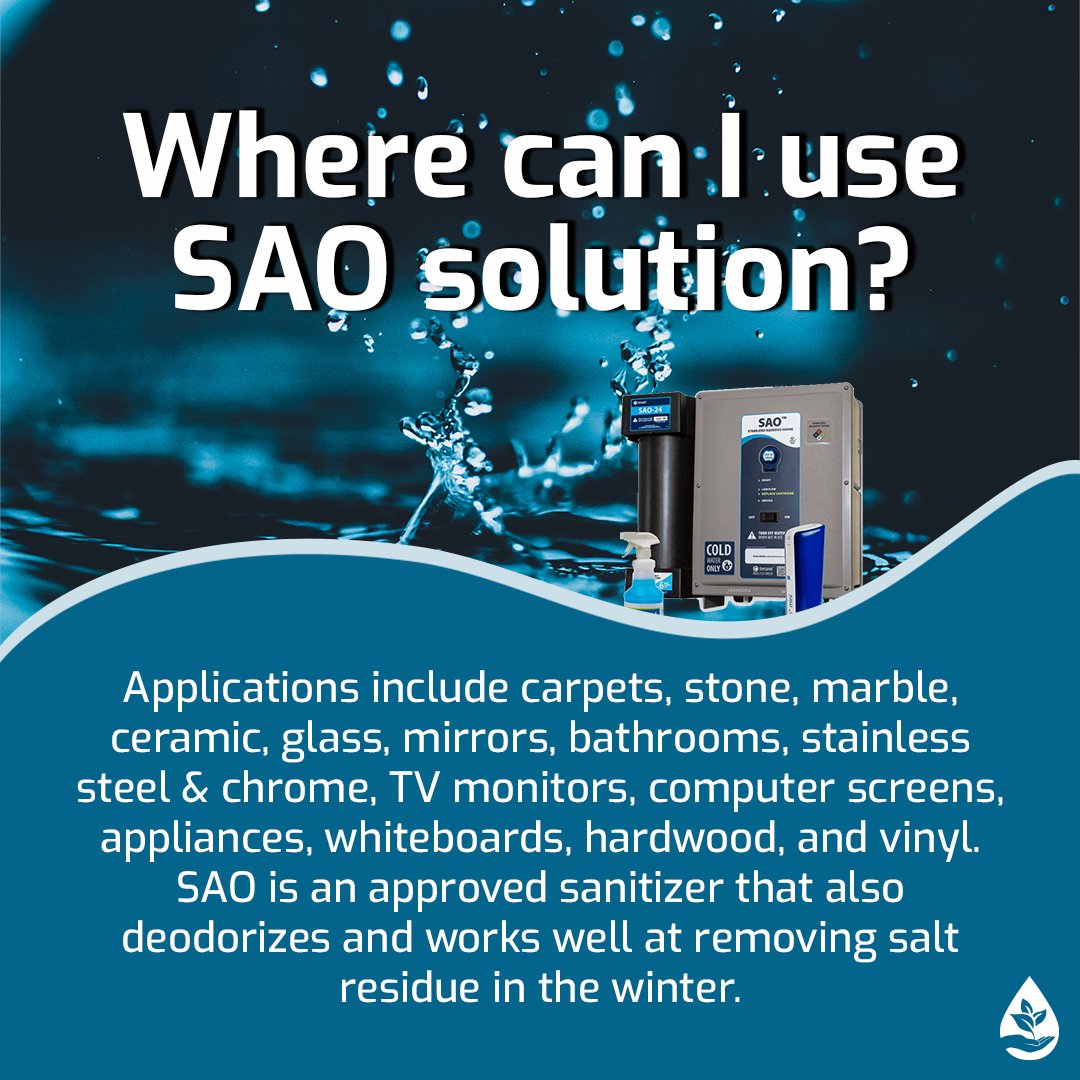 GreenSciUS's tweet photo. Did you know that you can use Stabilized Aqueous Ozone everywhere and on most surfaces?
#sao #stabilizedaqueousozone #tersano #sanitizer #approvedsanitizer #deodorize #removeresidue #disinfectant https://t.co/q17sJxPKIE