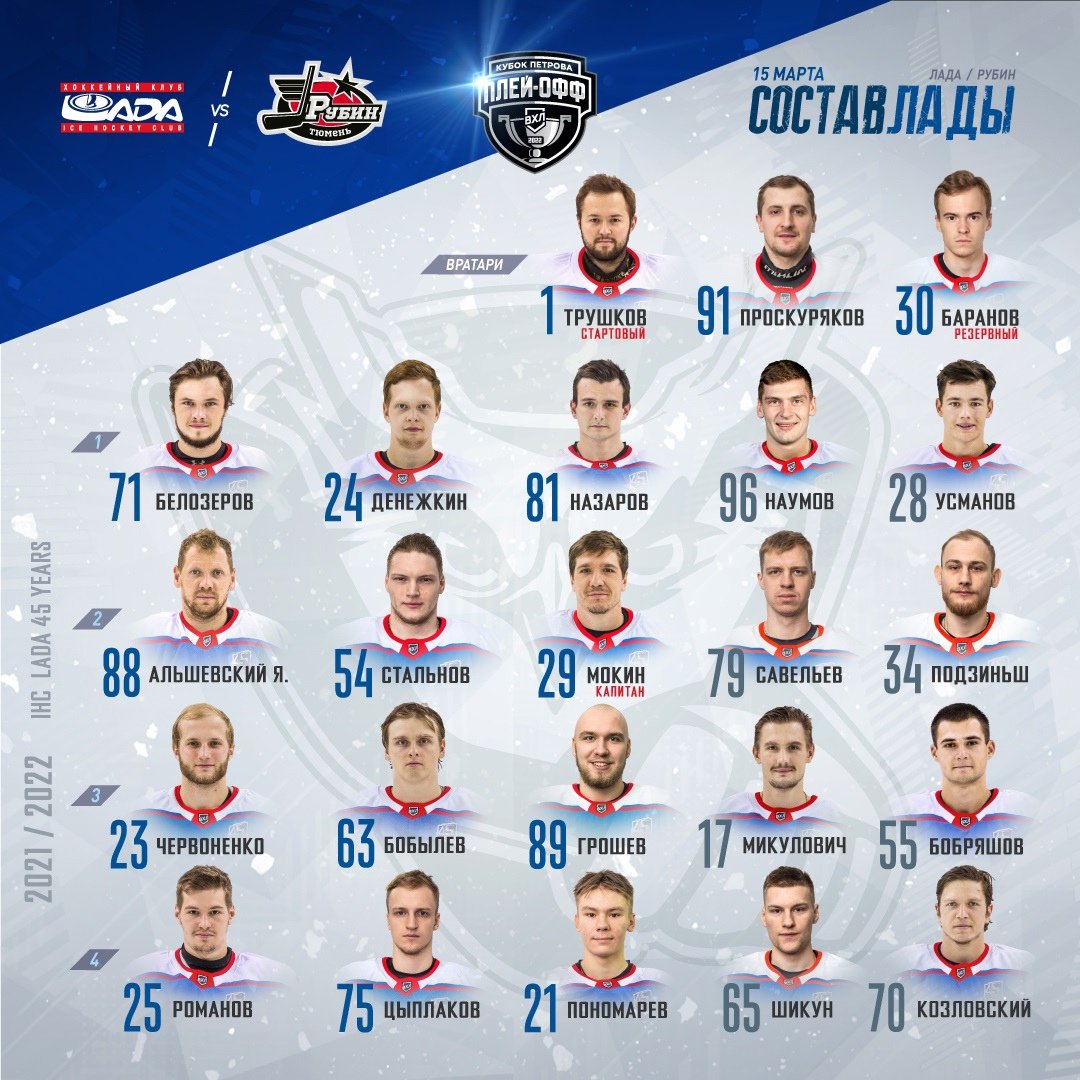 Наш состав на игру с «Рубином».