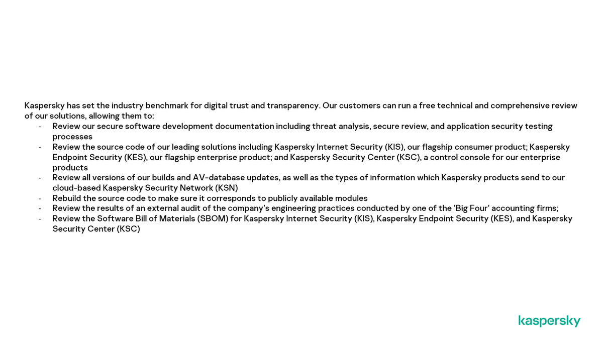 kaspersky's tweet image. Our statement in regard to the warning of German Federal Office for Information Security (BSI)

Unser Statement zur Warnung des Bundesministeriums für Sicherheit in der Informationstechnik (BSI)