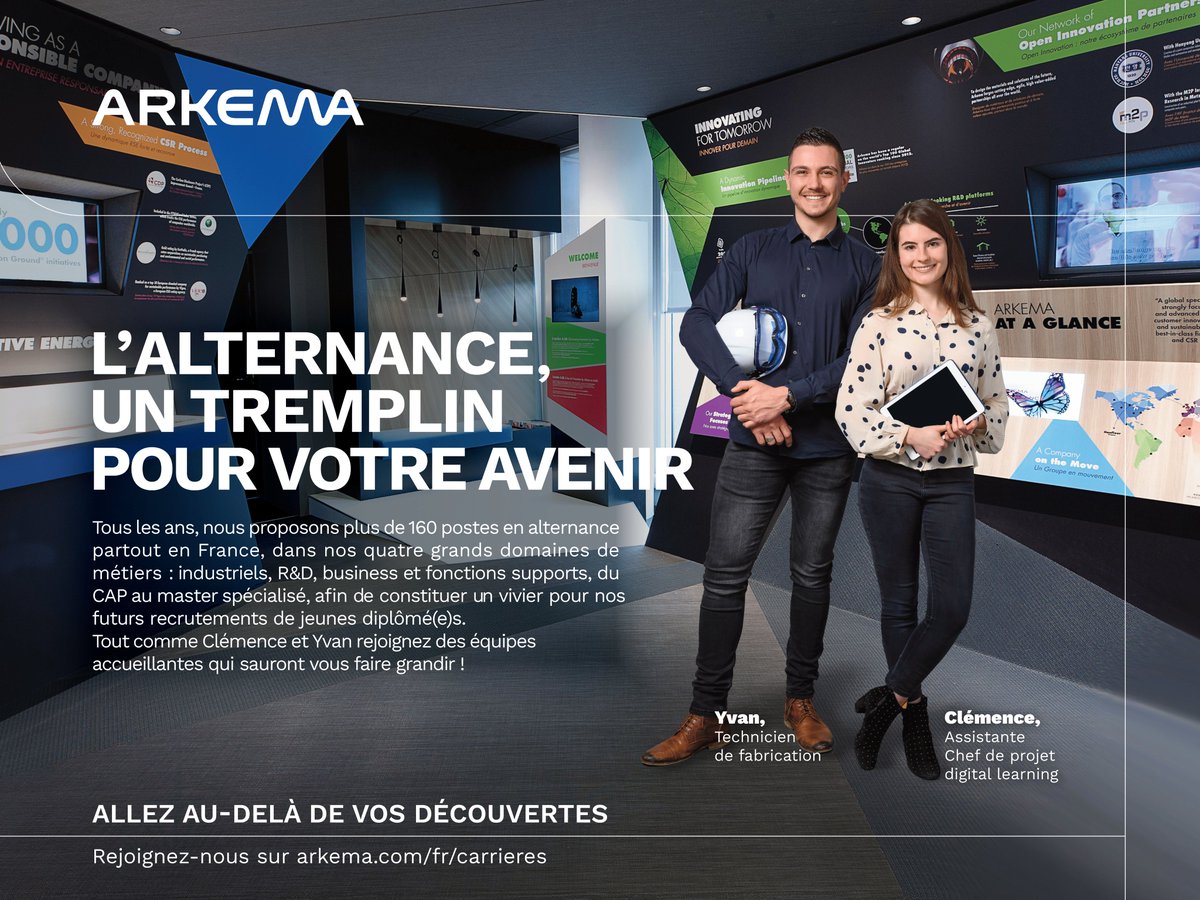 Arkema_fr's tweet photo. Nous lançons officiellement notre campagne alternance 2022. 🚀
 
Posez-nous vos questions sur l’#alternance dès maintenant et rejoignez-nous le 13 avril prochain sur @jobteaser pour assister à notre live pour obtenir toutes vos réponses.

👉https://t.co/3mhSEOCSsw

#talents #rh https://t.co/peaMQfxd9n