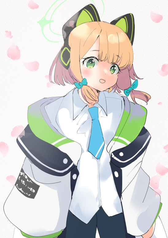 midori (blue archive) 1girl solo green eyes necktie animal ears fake animal ears halo  illustration images