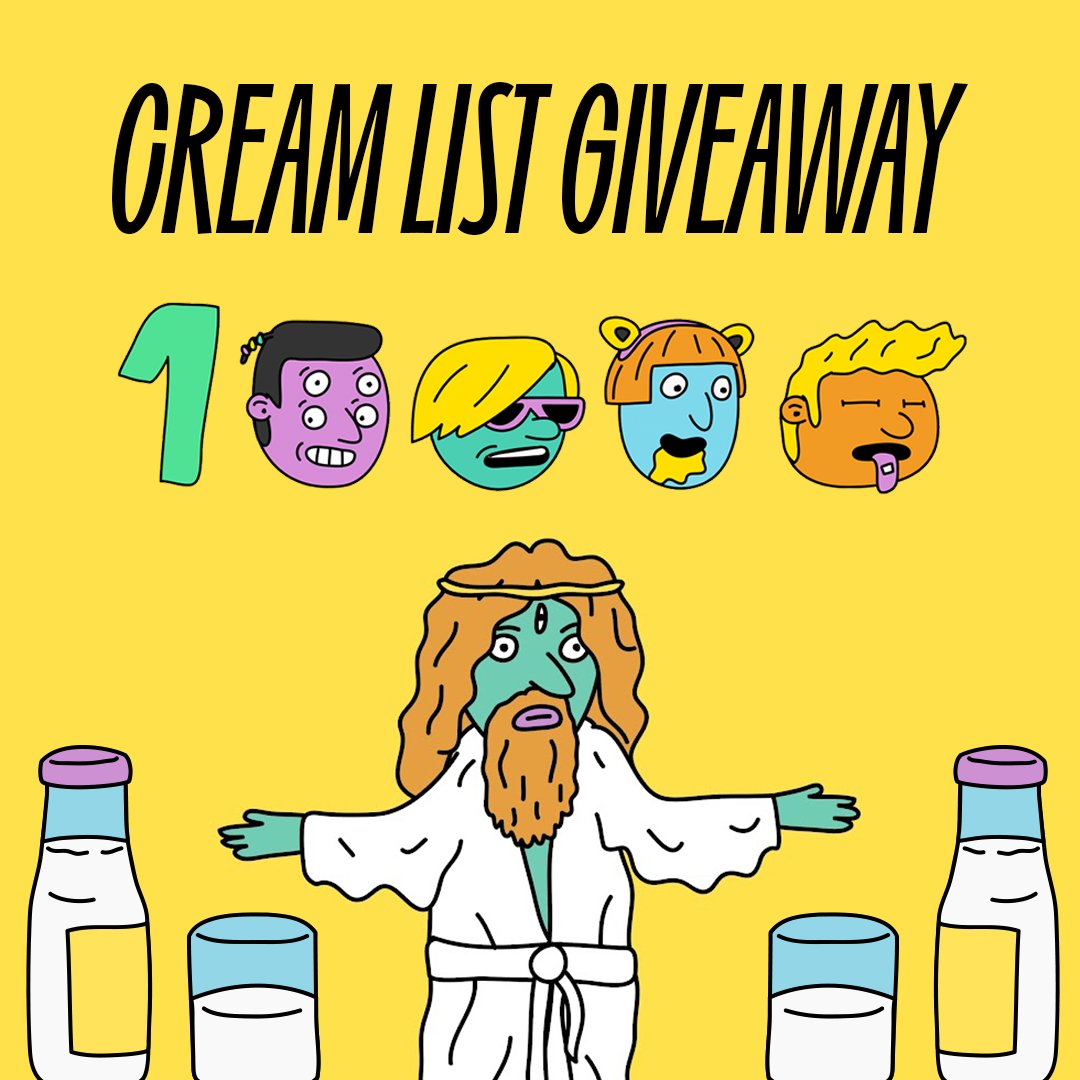 The Weirdos (@theweirdosnft) on Twitter photo 🚨 10K FOLLOWERS GIVEAWAY 🚨
5 x W̶h̶i̶t̶e̶ Cream List spots ♥️
5 x 5mls Rat Milk
TO ENTER:
1⃣ Follow <a href="/TheWeirdosNFT/">The Weirdos</a>
2⃣ Join Discord discord.gg/NfT2cnnyhe
3⃣ Like & RT
4️⃣ Tag 3 frens
Cream List = access to our presale late March!
Winner announced after 48 hours
#TheWEIRDOS 🚨 10K FOLLOWERS GIVEAWAY 🚨
5 x W̶h̶i̶t̶e̶ Cream List spots ♥️
5 x 5mls Rat Milk
TO ENTER:
1⃣ Follow <a href="/TheWeirdosNFT/">The Weirdos</a>
2⃣ Join Discord discord.gg/NfT2cnnyhe
3⃣ Like & RT
4️⃣ Tag 3 frens
Cream List = access to our presale late March!
Winner announced after 48 hours
#TheWEIRDOS