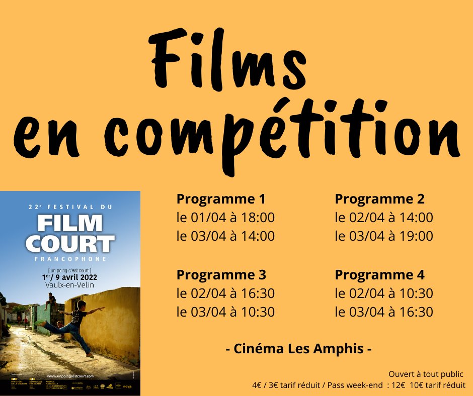 unpoingcestcour's tweet photo. // FILMS EN COMPÉTITION DU VENDREDI 1er AU DIMANCHE 3 AVRIL // 🎬
L'occasion unique de visionner les courts-métrages en compétition et d'échanger avec l'ensemble des jurys et les réalisateurs le temps d'un week-end.
@vaulxenvelin69
@grandlyon
@auvergnerhalpes
#ffcf #ffcf202 https://t.co/hx6cog1qXs