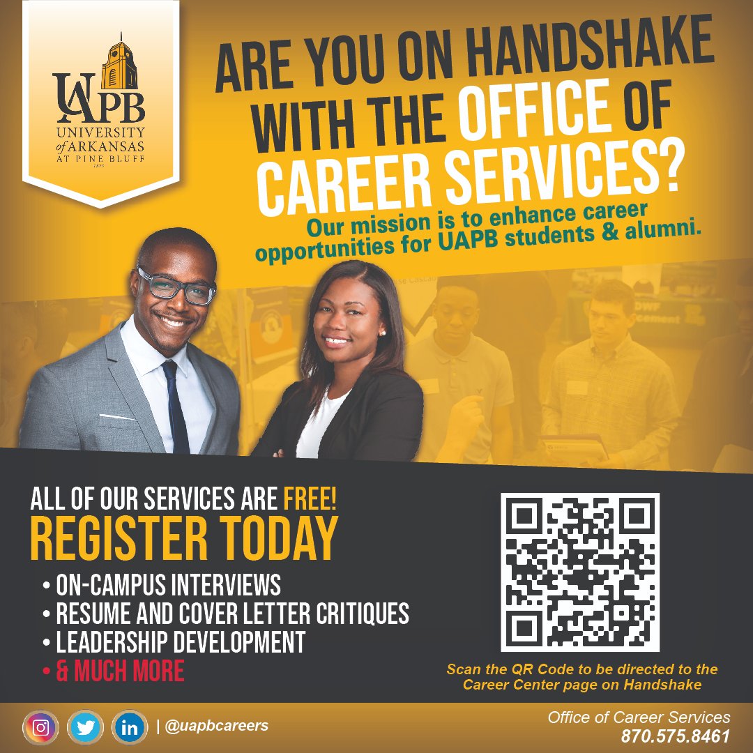 UAPBCareers's tweet photo. Handshake is your Best Friend 🚨🎯

&amp; if you didn’t know, you already have an account waiting for it’s features to be used!!💡

If you’re unsure of how to use it, no worries, we’re here to help.. check out 2 slide &amp; if you have any other questions feel free to contact us! 💰 https://t.co/aS0AtrJCOu